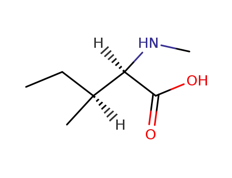 Molecular Structure of 50673-48-8 ((2R,3S) -3-methyl-2-
(methylamino)pentanoic
acid)