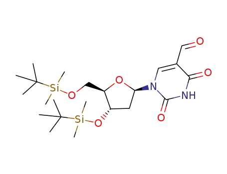 Molecular Structure of 142667-68-3 (3',5'-bis-O-(tert-butyldimethylsilyl)-5-(formyl)-2'-deoxyuridine)