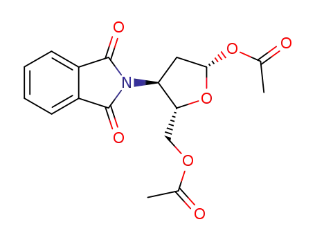 Molecular Structure of 123212-51-1 (1,5-Di-O-acetyl-2,3-dideoxy-3-phthalimido-β-D-erythro-pentofuranose)