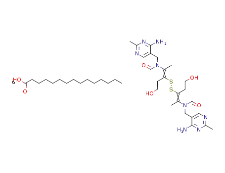 N-(4-Amino-2-methyl-pyrimidin-5-ylmethyl)-N-{(E)-2-[(E)-2-[(4-amino-2-methyl-pyrimidin-5-ylmethyl)-formyl-amino]-1-(2-hydroxy-ethyl)-propenyldisulfanyl]-4-hydroxy-1-methyl-but-1-enyl}-formamide; compound with pentadecanoic acid