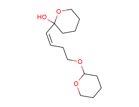 Molecular Structure of 113435-04-4 (2H-Pyran-2-ol,
tetrahydro-2-[4-[(tetrahydro-2H-pyran-2-yl)oxy]-1-butenyl]-, (Z)-)