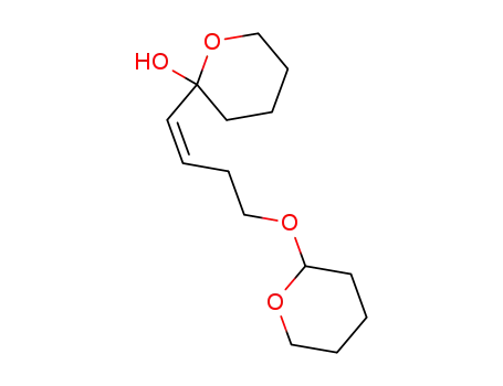 Molecular Structure of 113435-04-4 (2H-Pyran-2-ol,
tetrahydro-2-[4-[(tetrahydro-2H-pyran-2-yl)oxy]-1-butenyl]-, (Z)-)