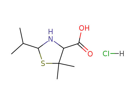 Molecular Structure of 13385-66-5 (2-isopropyl-5,5-dimethylthiazolidine-4-carboxylic acid hydrochloride)