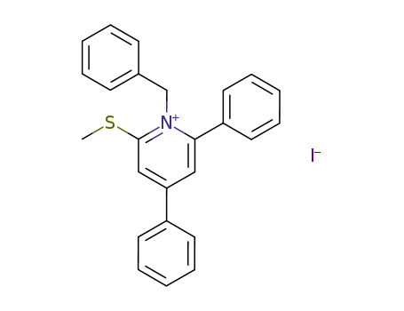 Molecular Structure of 76950-77-1 (Pyridinium, 2-(methylthio)-4,6-diphenyl-1-(phenylmethyl)-, iodide)