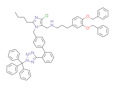 Molecular Structure of 1370339-88-0 ([3-(3,4-bis-benzyloxy-phenyl)propyl](2-n-butyl-5-chloro-3-[2'-(2-trityl-2H-tetrazol-5-yl)-biphenyl-4-ylmethyl]-3H-imidazol-4-ylmethyl)amine)