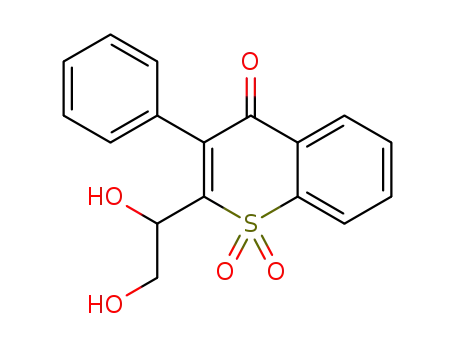 Molecular Structure of 1187758-79-7 (2-(1,2-dihydroxyethyl)-3-phenyl-4H-thiochromen-4-one 1,1-dioxide)