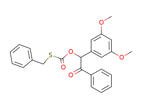 Molecular Structure of 167872-03-9 (Thiocarbonic acid S-benzyl ester O-[1-(3,5-dimethoxy-phenyl)-2-oxo-2-phenyl-ethyl] ester)