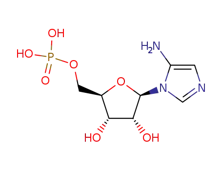 Molecular Structure of 25635-88-5 ([5-(5-aminoimidazol-1-yl)-3,4-dihydroxy-oxolan-2-yl]methoxyphosphonic acid)