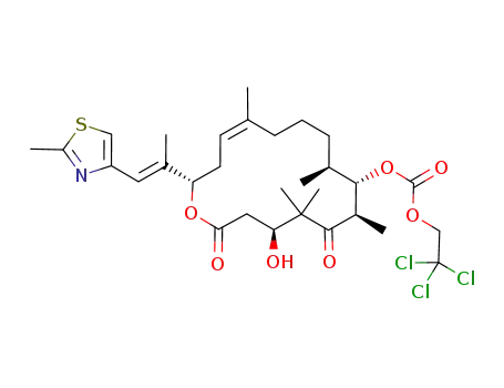 Molecular Structure of 380605-94-7 (Carbonic acid (Z)-(4S,7R,8S,9S,16S)-4-hydroxy-5,5,7,9,13-pentamethyl-16-[(E)-1-methyl-2-(2-methyl-thiazol-4-yl)-vinyl]-2,6-dioxo-oxacyclohexadec-13-en-8-yl ester 2,2,2-trichloro-ethyl ester)