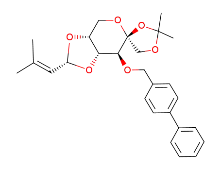1,2-O-Isopropylidene-3-O-(p-phenylbenzyl)-4,5-O-<(1'R)-3'-methyl-2'-buten-1'-yl>-β-D-fructopyranose