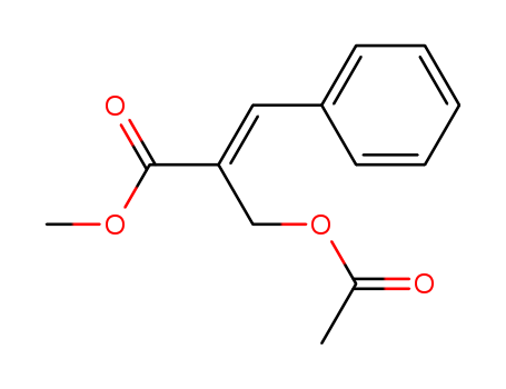 Molecular Structure of 124957-42-2 (2-Propenoic acid, 2-[(acetyloxy)methyl]-3-phenyl-, methyl ester, (2E)-)