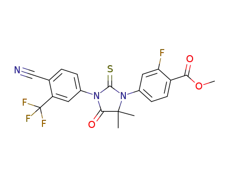 Molecular Structure of 1802242-43-8 (4-[3-[4-Cyano-3-(trifluoromethyl)phenyl]-5,5-dimethyl-4-oxo-2-thioxo-1-imidazolidinyl]-2-fluorobenzoic acid methyl ester)