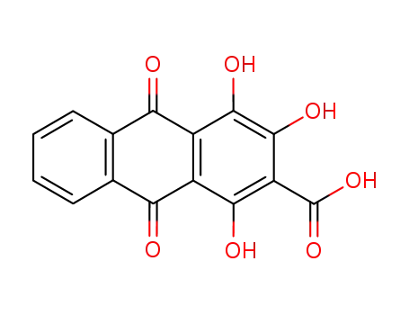 Molecular Structure of 476-41-5 (2-Anthracenecarboxylic acid, 9,10-dihydro-1,3,4-trihydroxy-9,10-dioxo-)