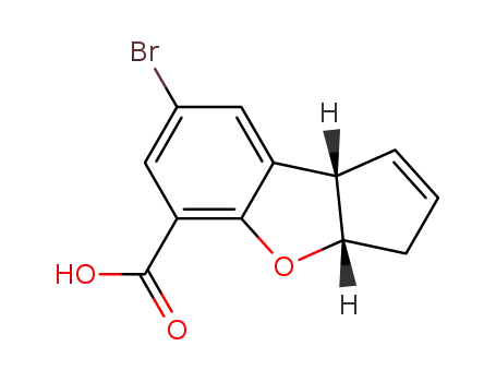 Molecular Structure of 88277-50-3 (3H-Cyclopenta[b]benzofuran-5-carboxylic acid, 7-bromo-3a,8b-dihydro-, cis-(-)-)