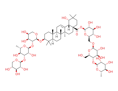 3-O-β-D-xylopyranosyl-(1→3)-α-L-rhamnopyranosyl-(1→2)-α-L-arabinopyranosyl siaresinolic acid 28-O-α-L-rhamnopyranosyl-(1→4)-β-D-glucopyranosyl-(1→6)-β-D-glucopyranosyl ester