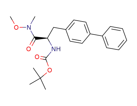 Molecular Structure of 162972-36-3 ((R)-α-<<(1,1-dimethylethoxy)carbonyl>amino>-N-methoxy-N-metyl<1,1'-biphenyl>-4-propanamide)