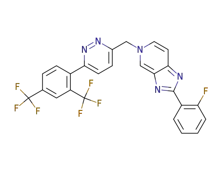 Molecular Structure of 1000787-75-6 (5-((6-(2,4-bis(TrifluoroMethyl)phenyl)pyridazin-3-yl)Methyl)-2-(2-fluorophenyl)-5H-iMidazo[4,5-c]pyridine)