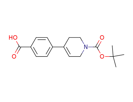 Molecular Structure of 222987-62-4 (1(2H)-Pyridinecarboxylic acid, 4-(4-carboxyphenyl)-3,6-dihydro-,
1-(1,1-dimethylethyl) ester)