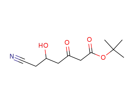Molecular Structure of 848644-99-5 (Hexanoic acid, 6-cyano-5-hydroxy-3-oxo-, 1,1-dimethylethyl ester)