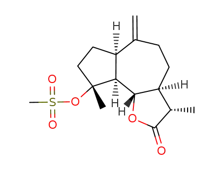 Molecular Structure of 76627-94-6 (4α-hydroxy-1α,5α,6β,7α,11α-H-guaian-10(15)-en-6,12-olide mesylate)