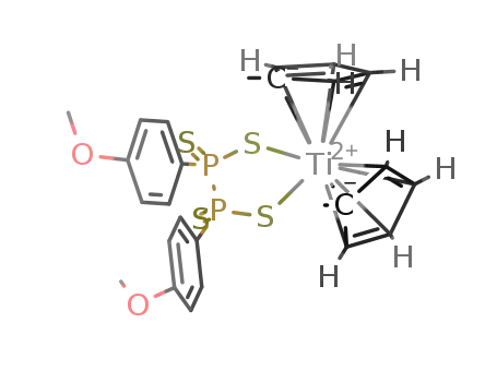 Molecular Structure of 90432-13-6 ((CH<sub>3</sub>C<sub>5</sub>H<sub>4</sub>)2TiS<sub>4</sub>P<sub>2</sub>(C<sub>6</sub>H<sub>4</sub>OCH<sub>3</sub>)2)