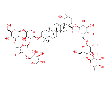 3-O-β-D-xylopyranosyl-(1→3)-α-L-rhamnopyranosyl-(1→2)-[β-D-glucopyranosyl-(1→4)]-α-L-arabinopyranosyl siaresinolic acid 28-O-α-L-rhamnopyranosyl-(1→4)-β-D-glucopyranosyl-(1→6)-β-D-glucopyranosyl ester