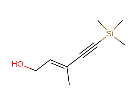 Molecular Structure of 121635-27-6 (2-Penten-4-yn-1-ol, 3-methyl-5-(trimethylsilyl)-, (2E)-)