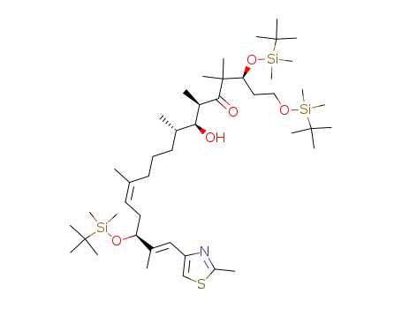 Molecular Structure of 193146-49-5 ((3S,6R,7S,8S,12Z,15S,16E)-1,3,15-TRIS-{[TERT-BUTYL(DIMETHYL)SILYL]OXY}-7-HYDROXY-4,4,6,8,12,16-HEXAMETHYL-17-(2-METHYL-1,3-THIAZOL-4-YL)HEPTADECYL-12,16-DIEN-5-ONE)