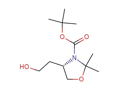 Molecular Structure of 147959-18-0 ((S)-TERT-BUTYL 4-(2-HYDROXYETHYL)-2,2-DIMETHYLOXAZOLIDINE-3-CARBOXYLATE)