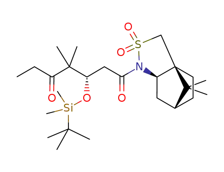 Molecular Structure of 250679-52-8 ((3S)-3-[((tert-butyl)dimethylsilyl)oxy]-1-[(1S,5R)-10,10-dimethyl-3,3-dioxido-3-thia-4-azatricyclo[5.2.1.0<sup>1.5</sup>]dec-4-yl]-4,4-dimethylheptan-1,5-dione)