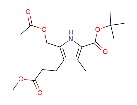 Molecular Structure of 30089-44-2 (1H-Pyrrole-3-propanoic acid,
2-[(acetyloxy)methyl]-5-[(1,1-dimethylethoxy)carbonyl]-4-methyl-, methyl
ester)