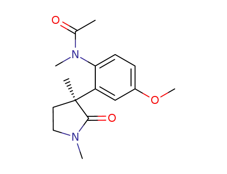 Molecular Structure of 136569-53-4 (N-[2-((S)-1,3-Dimethyl-2-oxo-pyrrolidin-3-yl)-4-methoxy-phenyl]-N-methyl-acetamide)