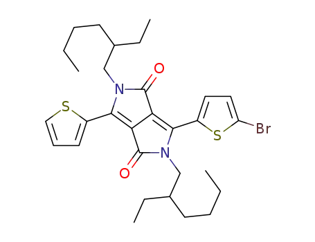 Molecular Structure of 1308671-90-0 (2,5-bis(2-ethylhexyl)-3-(5-broMo-thiophene-2-yl)-6-(thiophene-2-yl)-pyrrolo[3,4-c]pyrrole-1,4-dione)
