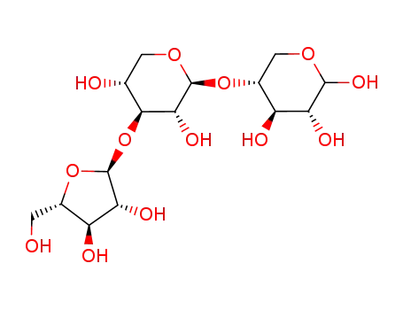Molecular Structure of 141923-44-6 (α-L-arabinofuranosyl-(1→3)-β-D-xylopyranosyl-(1→4)-D-xylopyranose)