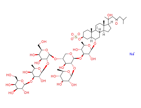Cholest-9(11)-en-23-one,6-[(O-6-deoxy-â- D-glucopyranosyl-(1f2)-O-[O-â-D-galactopyranosyl-( 1f3)-O-6-deoxy-â-D-galactopyranosyl-( 1f2)-â-D-galactopyranosyl- (1f4)]-O-â-D-xylopyranosyl-(1f3)-6- deoxy-â-D-glucopyranosyl)oxy]-20-hydroxy- 3-(sulfooxy)-,monosodium salt,(3â,5R,6R,20ê)- 