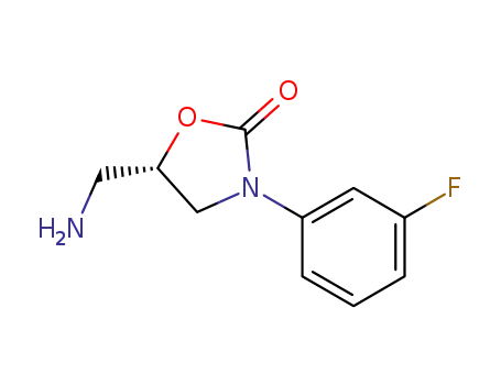 Molecular Structure of 380380-56-3 ((S)-5-(AMINOMETHYL)-3-(3-FLUOROPHENYL)OXAZOLIDIN-2-ONE)