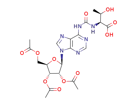 Molecular Structure of 56893-27-7 (2-(3-(9-((2R,3R,4R,5R)-3,4-diacetoxy-5-(acetoxymethyl)tetrahydrofuran-2-yl)-9H-purin-6-yl)ureido)-3-hydroxybutanoic acid)