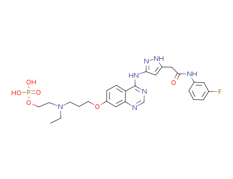 5-[[7-[3-[Ethyl[2-(phosphonooxy)ethyl]amino]propoxy]-4-quinazolinyl]amino]-N-(3-fluorophenyl)-1H-pyrazole-3-acetamide