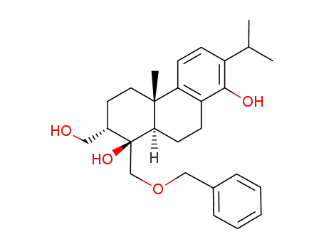 Molecular Structure of 74654-69-6 ((1R,2S,4aS,10aR)-1-Benzyloxymethyl-2-hydroxymethyl-7-isopropyl-4a-methyl-1,2,3,4,4a,9,10,10a-octahydro-phenanthrene-1,8-diol)