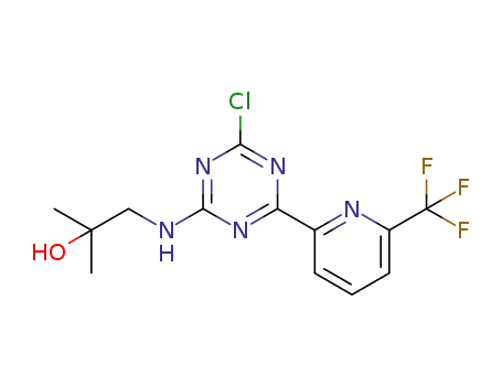 Molecular Structure of 1446507-48-7 (1-((4-chloro-6-(6-(trifluoromethyl)pyridin-2-yl)-1,3,5-triazin-2-yl)amino)-2-methylpropan-2-ol)