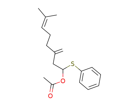 Molecular Structure of 78791-58-9 (6-Octen-1-ol, 7-methyl-3-methylene-1-(phenylthio)-, acetate)