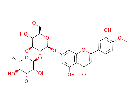Molecular Structure of 38665-01-9 (4H-1-Benzopyran-4-one,7-[[2-O-(6-deoxy-a-L-mannopyranosyl)-b-D-glucopyranosyl]oxy]-5-hydroxy-2-(3-hydroxy-4-methoxyphenyl)-)