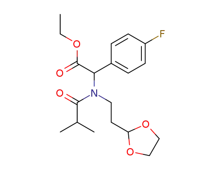 Molecular Structure of 110862-43-6 (α-<<2-(1,3-dioxolan-2-yl)ethyl>(2-methyl-1-oxopropyl)amino>-4-fluorobenzeneacetic acid, ethyl ester)