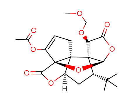 Molecular Structure of 193689-83-7 (3-Acetoxy-2,3-didehydro-10-methoxymethoxy-14,15,16-trinorginkgolide)