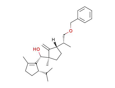 Molecular Structure of 93178-07-5 ((R)-[(1R,3S)-3-((R)-2-Benzyloxy-1-methyl-ethyl)-1-methyl-2-methylene-cyclopentyl]-((S)-5-isopropyl-2-methyl-cyclopent-1-enyl)-methanol)