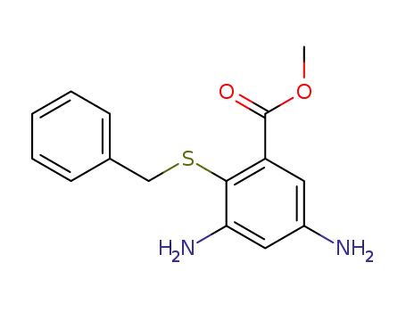 Molecular Structure of 124371-52-4 (2-benzylthio-3,5-diamino-benzoic acid methyl ester)