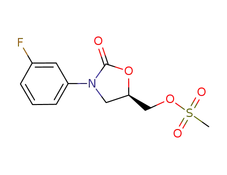 Molecular Structure of 380380-55-2 (2-OXAZOLIDINONE, 3-(3-FLUOROPHENYL)-5-[[(METHYLSULFONYL)OXY]METHYL]-, (5R)-)