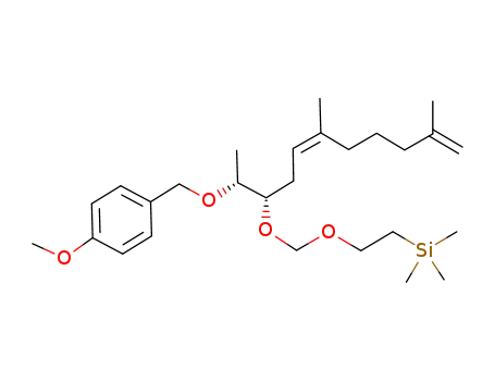 Molecular Structure of 380605-87-8 ((2-{1-[1-(4-methoxy-benzyloxy)-ethyl]-4,8-dimethyl-nona-3,8-dienyloxymethoxy}-ethyl)-trimethyl-silane)