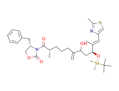 (S)-4-Benzyl-3-[(E)-(2S,9S)-9-(tert-butyl-dimethyl-silanyloxy)-7-hydroxy-2,10-dimethyl-6-methylene-11-(2-methyl-thiazol-4-yl)-undec-10-enoyl]-oxazolidin-2-one