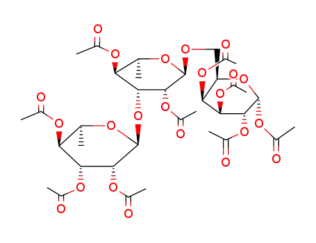 1,2,3,4-tetra-O-acetyl-6-O-<2,4,-di-O-acetyl-3-O-(2,3,4-tri-O-acetyl-α-L-rhamnopyranosyl)-α-L-rhamnopyranosyl>-D-galactopyranose
